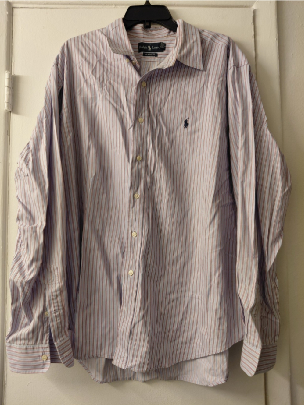 Men's Polo Ralph Lauren Button Up Dress Shirt Logo Striped XXL Big & Tall 2XL